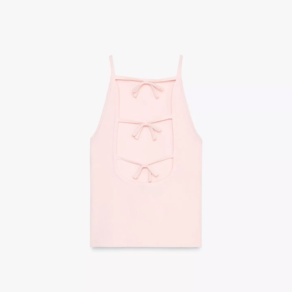 Zara Pink Tank Top with Bow Details